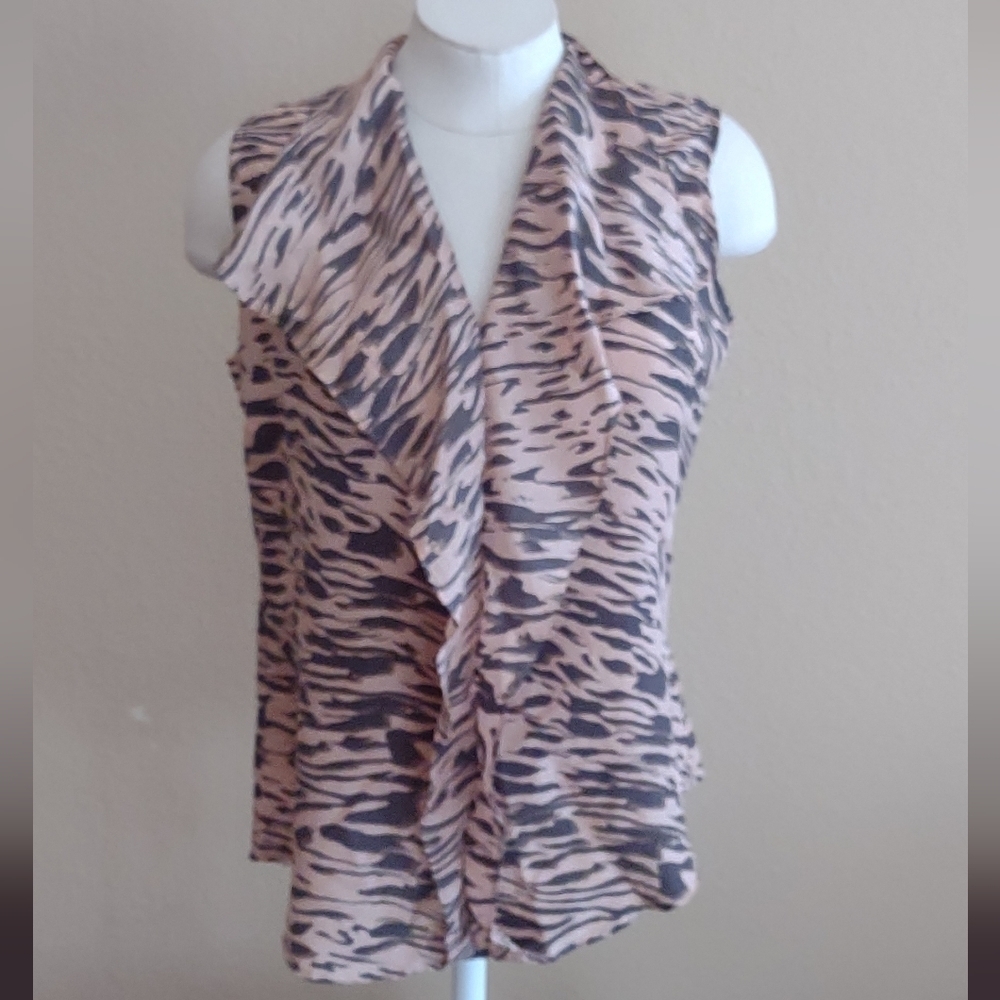 Cabi Just So Zebra Print Silk Sleeveless Blouse Size S